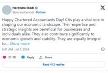 Prime Minister wishes CA’s on Chartered Accountants Day