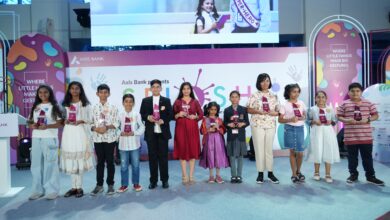 Axis Bank felicitates the winners of SPLASH, a pan-India competition for Art, Craft and Literature in Axis House, Mumbai