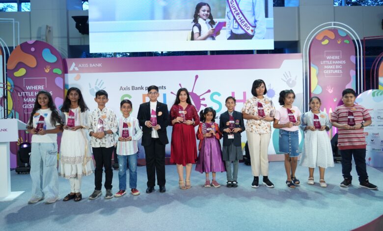 Axis Bank felicitates the winners of SPLASH, a pan-India competition for Art, Craft and Literature in Axis House, Mumbai