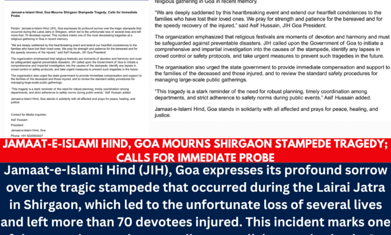 Jamaat-e-Islami Hind, Goa Mourns Shirgaon Stampede Tragedy; Calls for Immediate Probe