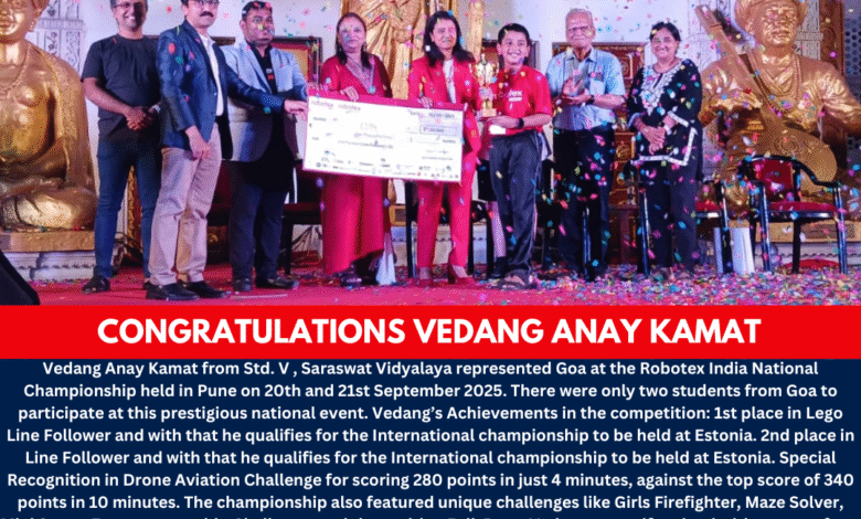 Goa's Young Robot Genius: Vedang Anay Kamat Shines at Robotex India National Championship