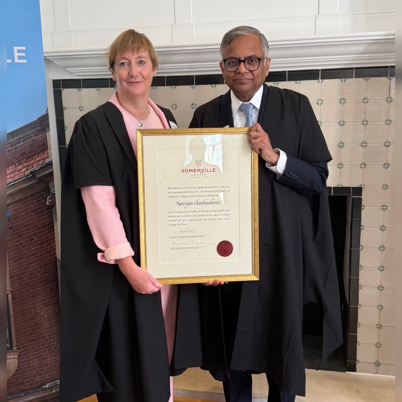 Somerville College, University of Oxford honours Natarajan Chandrasekaran with Foundation Fellowship