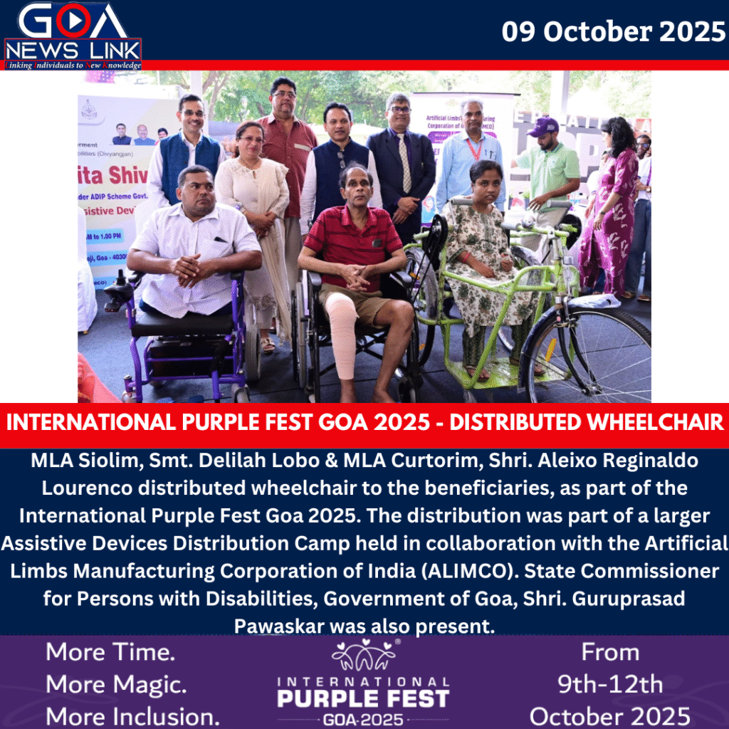 MLA Siolim and MLA Curtorim Distribute Wheelchairs at International Purple Fest Goa 2025