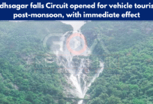 Dudhsagar falls Circuit opened for vehicle tourism; post-monsoon, with immediate effect