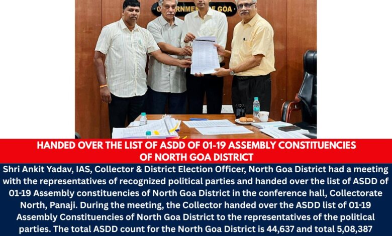 DEO HANDS OVER ASDD LIST TO POLITICAL PARTIES