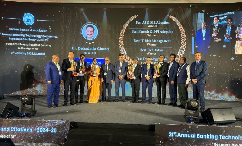 Bank of Baroda Receives Five Awards at IBA’s 21st Annual Banking Technology Awards 2025