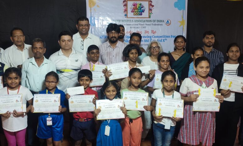 XXXVIIth All Goa Open Air Drawing Competition for School Student was organised by Youth Hostels Association of India, Margao