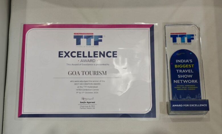 Goa Tourism Wins Award for Excellence at TTF Hyderabad 2026