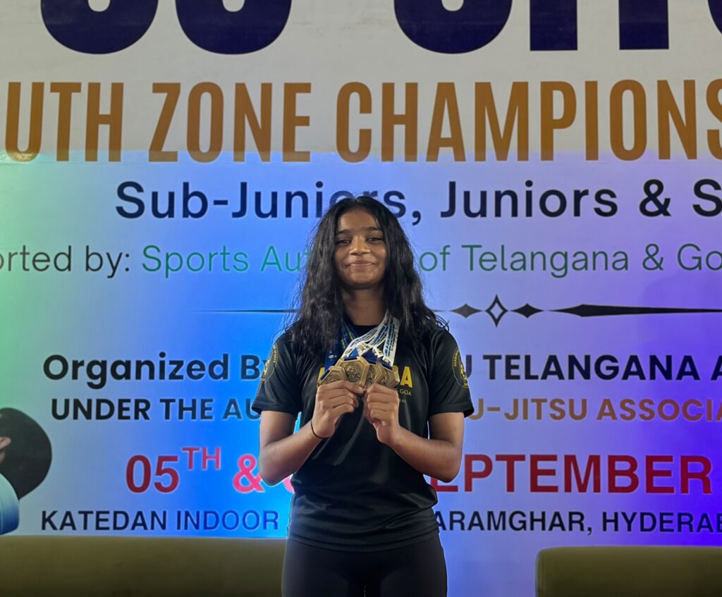 GOA’S ERICA DE SEQUEIRA CREATES A GOLDEN SWEEP AT SOUTH ZONE JU-JITSU CHAMPIONSHIP