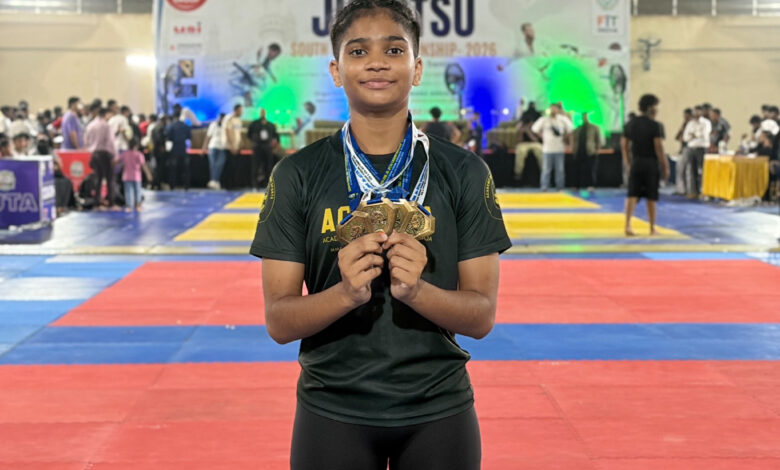 GOA’S ERICA DE SEQUEIRA CREATES A GOLDEN SWEEP AT SOUTH ZONE JU-JITSU CHAMPIONSHIP