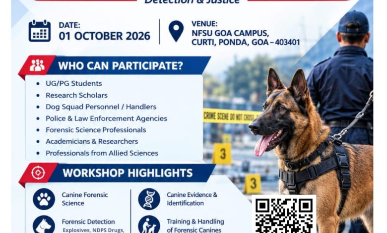 One-Day Canine Forensics Workshop to be Held at NFSU Goa Campus
